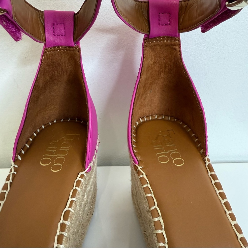 Franco Sarto Pink Leather Clemens Espadrille Wedge Sandal Women’s Size 9 - Picture 11 of 14